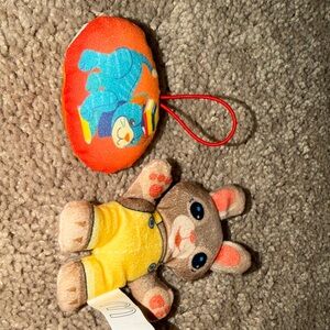 McDonald's Plush Bunny with Yellow Overalls & blue dog plush